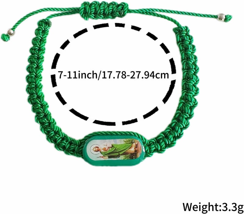 Bovemee 24PCS Virgin Mary Bracelets，Green Saint Jude bracelet Rosary Handmade Mexican bracelets,Virgen de Guadalupe Bracelet San Judas Tadeo Gift For Men Women - Image 4